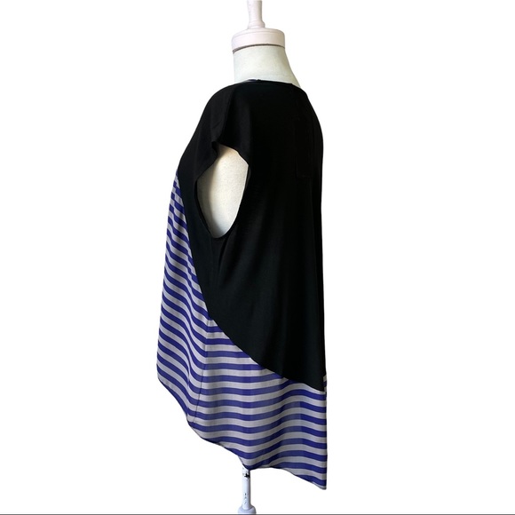 Michelle Mason Top from Barney's Striped Silk Flowy Hi-Low Tee Shirt Blouse M - Picture 5 of 12